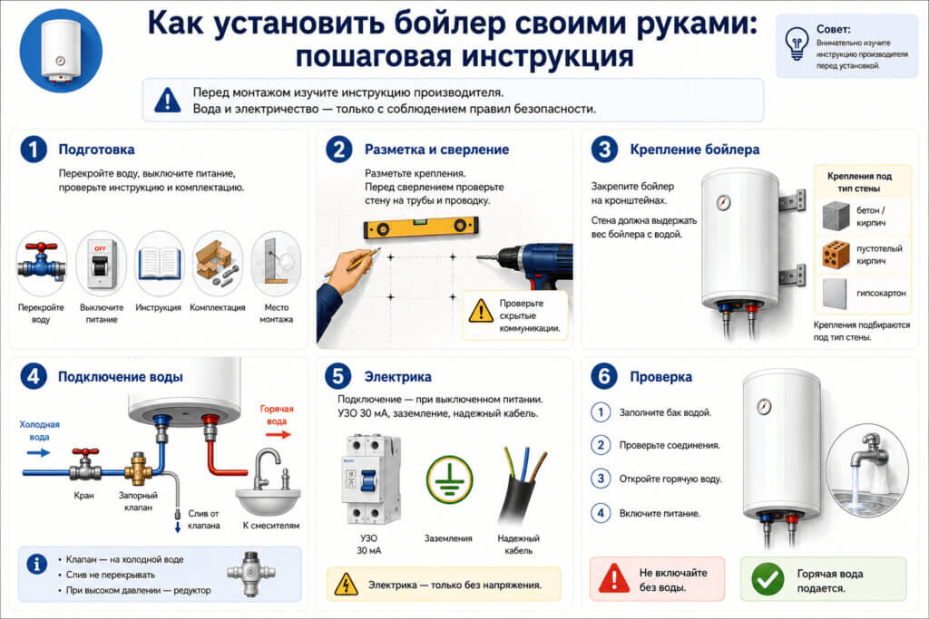 как установить бойлер