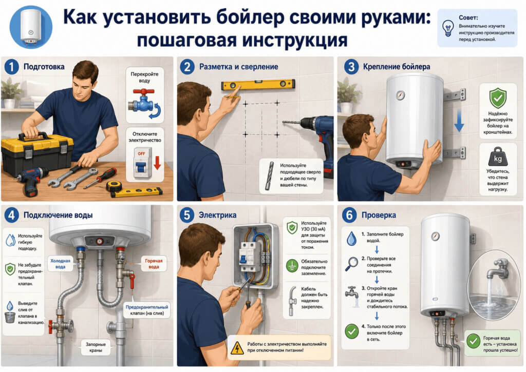 Как установить бойлер своими руками